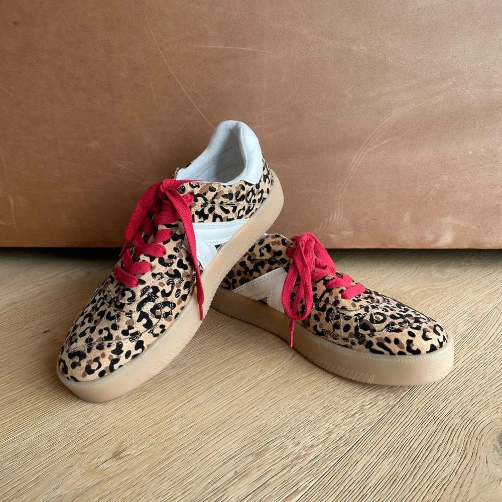 nwot MIA Leopard Print Sneakers Red Laces Gum Sole Casual Street Style 8.5 - Picture 5 of 6